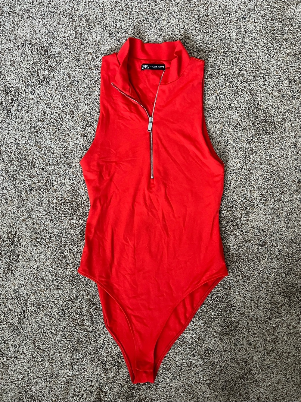 Zara Red Zipper Bodysuit
